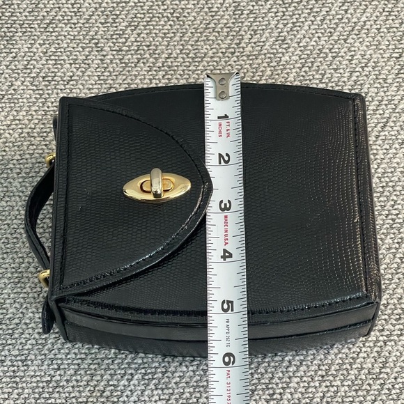 Black Pebbled  Travel Jewelry Case Mirror, Hard Outer Snap Case Gold Closure - Picture 5 of 16